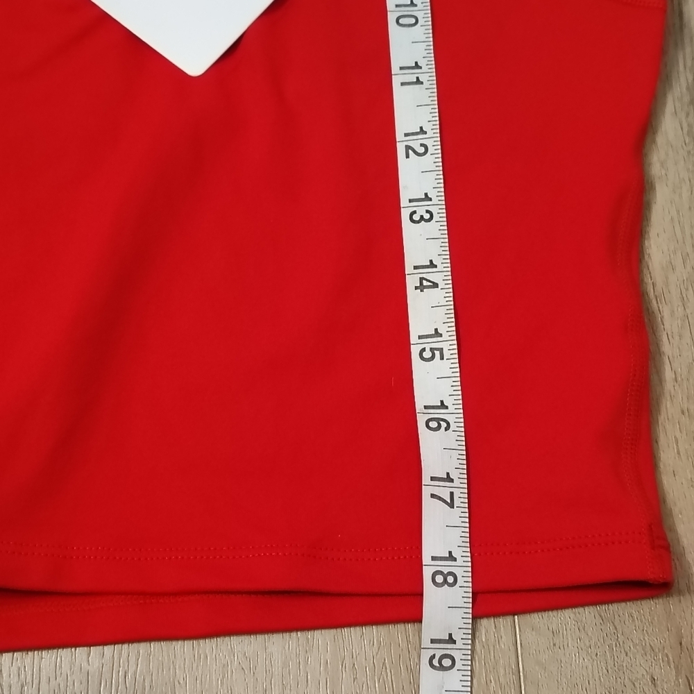 Lycra Queenieke Red Women's LG Long Sleeve Workout Shirt Half Zip Athletic Slim - Picture 9 of 9